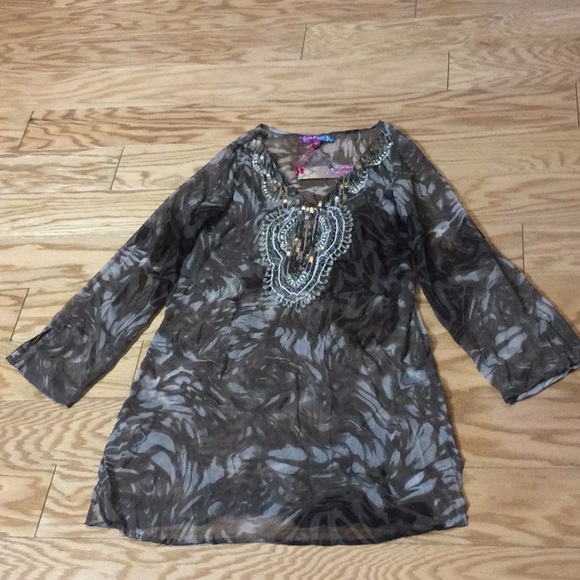 NWT SP Coupe Swim brown print coverup. - Picture 3 of 16